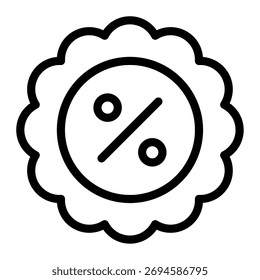 Un icono de insignia de descuento rosa adecuado para Anuncios de ventas y promocionales en el comercio electrónico.