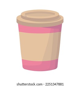 Pink disposable cup with lid for drink