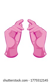 Guantes desechables rosados aislados sobre fondo blanco. Guantes para peluqueros, médicos, cosmetólogos. Higiene, concepto de protección manual. Ilustración vectorial de guantes de látex en estilo plano.
