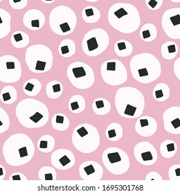 Pink ditsy dotty shapes seamless vector background pattern. Stylized paper cut out matisse style texture. Kawaii modern retro 50's style decor swatch. Decorative bright flat color fun all over print