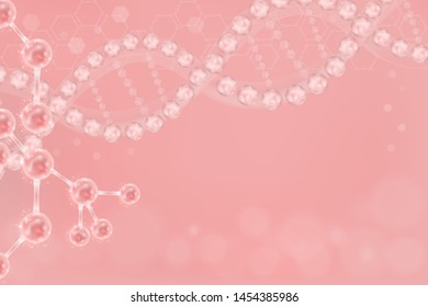 Pink DNA background with copy space, illustration vector.