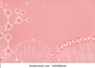 Pink DNA background with copy space, illustration vector.