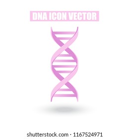 Pink DNA Icon Structure Molecular Science and Biology Concept on White Background - Vector Illustration