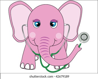 pink doctor elephant vector