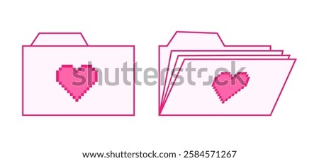 Pink document folder icons with hearts