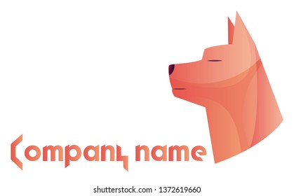 Pink dog head logo vector illustration on a white background