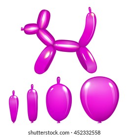 Pink Dog made with a balloon. Vector Illustration. art