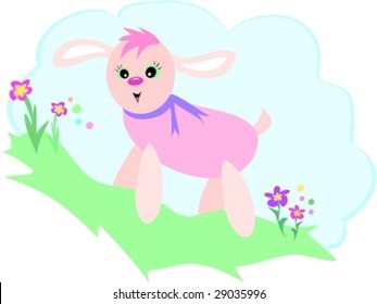 Pink Dog on a Hill Vector