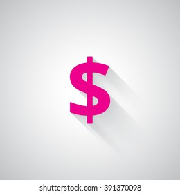 Pink Dollar web icon on light grey background