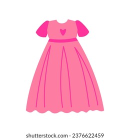Pink dolls dress. Cute pink icon. Vector illustration.