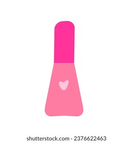 Pink dolls nail polish, enamel. Cute pink icon. Vector illustration.