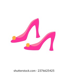 Zapatos de muñecas rosadas, tacones altos. Icono rosado. Ilustración vectorial.