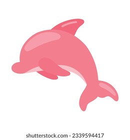 Pink Dolphin Fish Cartoon for Cute Ocean and Sea Animal Kids Book Element Decoration Illustration without face isolated on White Background