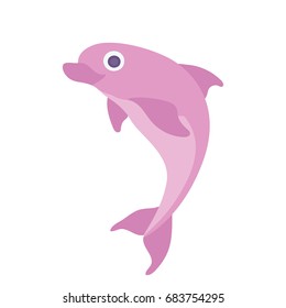 Pink dolphin. Vector illustration, isolated on white background