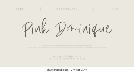 Pink Dominique, Hand drawn vector alphabet. Modern monoline signature script font. Elegant Signature Font. Best Alphabet Beautiful Calligraphy Signature Font
