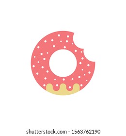 Pink donut. cake with cream and bran. Vector illustration
