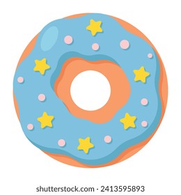 Pink Donut cartoon icon. vector illustration.