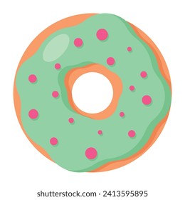 Pink Donut cartoon icon. vector illustration.
