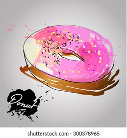 Pink donut with color splash 