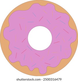 pink donut with colored sprinkles 