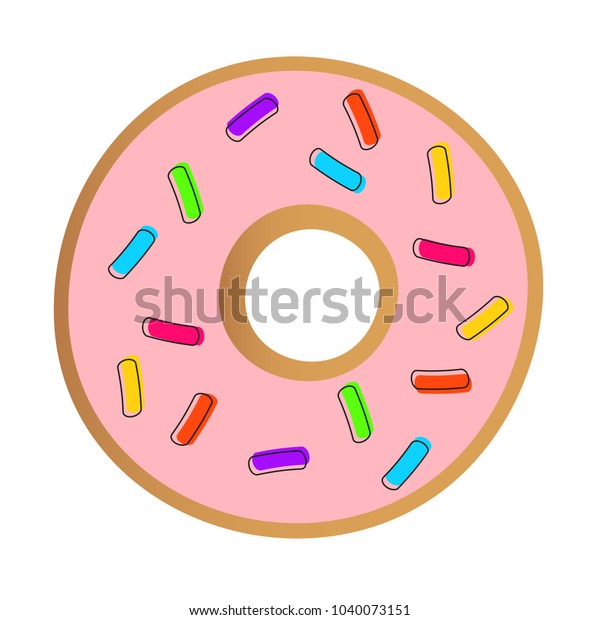 Pink Donut Colorful Sprinkles Stock Vector Royalty Free 1040073151 Shutterstock 0416