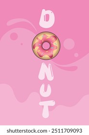 Pink Donut Commercial Poster, Banner, card, bussiness card for advertising template, bakery shop