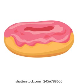 Pink donut dessert icon cartoon vector. Bakery round snack. Sweet candy