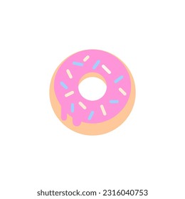 Pink Donut flat icon, vector sign, colorful pictogram isolated on white. Symbol, logo illustration. Flat style design
