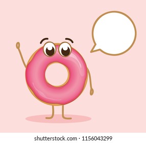 pink donut have something to say cartoon vector illustration EPS10