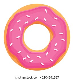 Pink donut icon cartoon vector. Sugar cake. Food cream