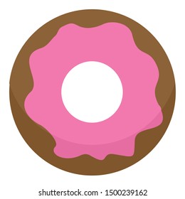 Pink donut icon. Flat illustration of pink donut vector icon for web design