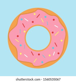 rosafarbene Donut, Illustration, Vektorgrafik auf weißem Hintergrund.