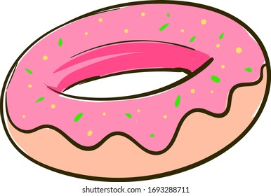 Pink donut, illustration, vector on white background