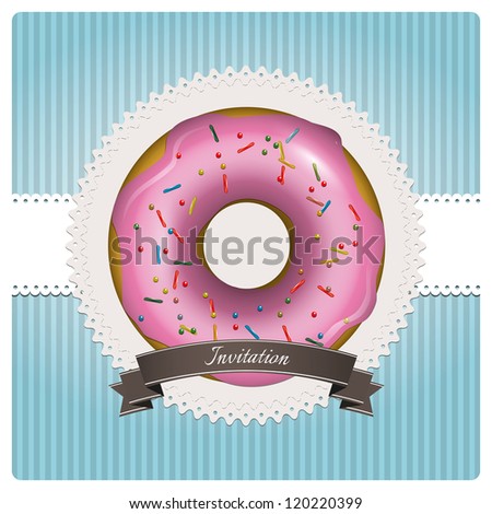 pink donut on blue background