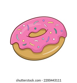 Pink donut on white background