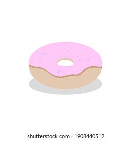 Pink donut in powder Vector illustration isolated on white background. Tasty Donut With Glaze Icon .Cute, Colorful And Glossy Donuts With Glaze And Powder