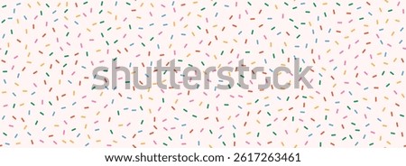 Pink donut sprinkles seamless pattern. Colorful candy cream background. Cake glaze icing overlay for decorative banner, poster, template. Cupcake or ice cream topping texture. Vector wallpaper