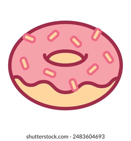 pink donut strawberry favor vector icon