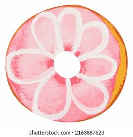 Pink Donut Watercolor Illustration Victor 