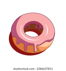 pink donut without sprinkles looking delicious