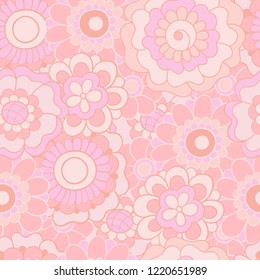 pink doodle flowers repeating vector pattern,use for textile print, party invitation,packaging,menu design,scrapbooking,template