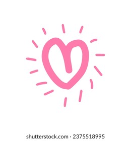 Plantilla de símbolo de diseño de ilustración de dibujo de mano de amor de doodle rosa