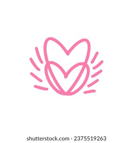 Pink doodle love vector hand draw illustration design symbol template