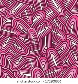 pink doodle pattern . Seamless vector doodle pattern with ellipse waves
