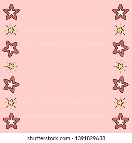 Pink doodle stars memo vector