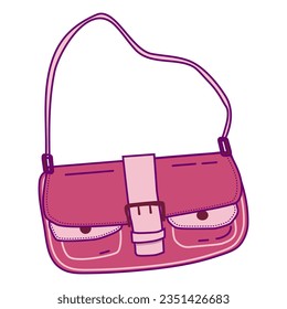 imagen vectorial del bolso de mano estilo doodle rosa