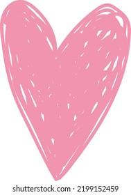 Vector de doodle rosado de un corazón. Dibujo de amor infantil. Símbolo de amor y día de San Valentín.