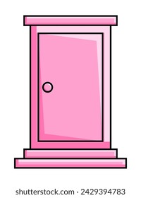 pink door illustration. cartoon style vector isolated on white background. design for poster, cover, social media, web.