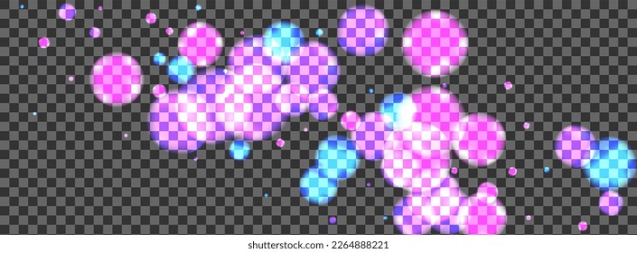 Pink Dot Background Transparent Vector. Ball Twinkle Card. Luxury Illustration. Blur Confetti New Template. Blue Glitter.
