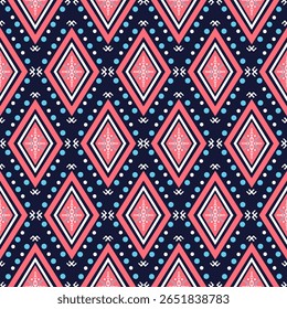 Pink Dot Blue Seamless Pattern Pattern Native American Indian Navajo Ethnic Aztec Traditional Cotton Textile Decoration Abstract 